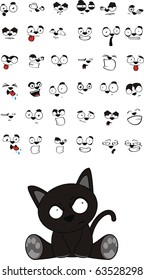 black cat cartoon set in vector format