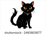 black cat cartoon,  black cat vector,  icon vector illustration,   cat silhouette of a   cat  isolated on a white background,  eps,  png,   vector 