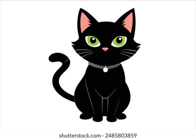 caricatura de gato negro, Vector de gato negro, Ilustración vectorial de ícono,   silueta de gato de un gato   gato aislado sobre un fondo blanco, eps, png,   Vector 