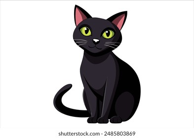 caricatura de gato negro, Vector de gato negro, Ilustración vectorial de ícono,   silueta de gato de un gato   gato aislado sobre un fondo blanco, eps, png,   Vector 