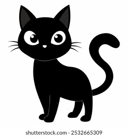 Dibujos animados de gato negro, Vector de gato negro, Ilustración vectorial de icono, silueta de gato de un gato aislado en un fondo blanco, EPS, PNG, Vector