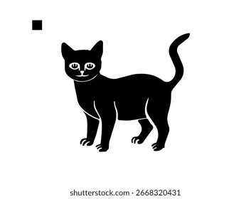 black cat cartoon, black cat vector, icon vector illustration.