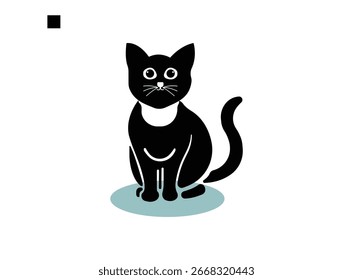 Dibujos animados de gato negro, Vector de gato negro, Ilustración vectorial de icono.