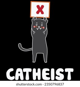 Black cat catheist t-shirt design