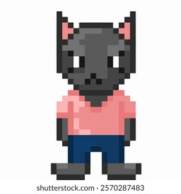 black cat character for the game. pixel art