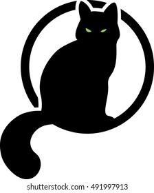 black cat in the circle. vector illustration