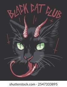 BLACK CAT CLUB VINTAGE CARTOON ILLUSTRATION
