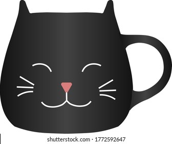 black Cat Coffee Mug with Ears