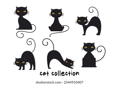 black cat collection. cats silhouette