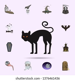 black cat colored icon. Halloween icons universal set for web and mobile