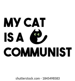 Black cat communist era retro toy over white background. Vector.