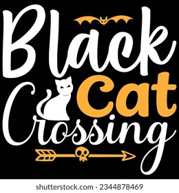 Black Cat Crossing, design and vector file.