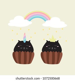 Black cat in cupcake.