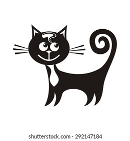 Black cat cute cartoon vector illustration