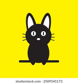 black cat cute perched mascot logo design vector