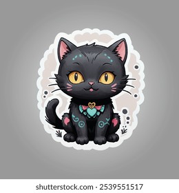 Black cat cute sticker collection