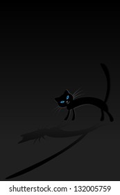 The Black Cat in a dark room