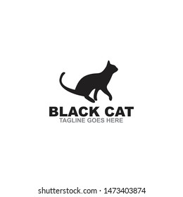 black cat design vector template