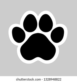 Black cat and dog animal paw. Pet footprint icon vector illustration. Perfect for sticker, pin, logo, sign, symbol, postcard, t-shirt.