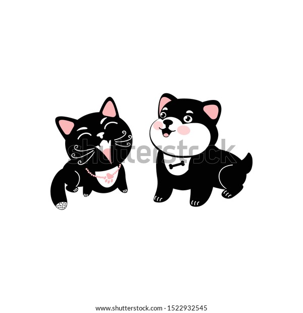 Black Cat Dog Cute Cartoon Character Stock Vector Royalty Free 1522932545