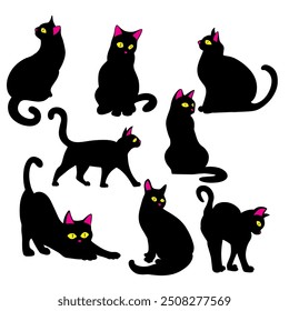 A black cat is a domestic feline with a coat that is entirely black, a color often associated with mystery, magic, and superstition.