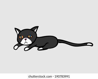 Black cat drawing vector clip art