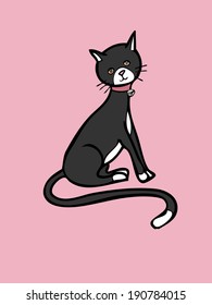 Black cat drawing vector clip art