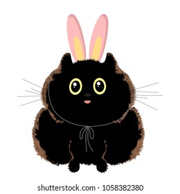 black cat dressed up as a Bunny
