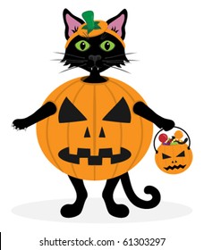 Vector Illustration Halloween Cute Black Cat Stock Vector (Royalty Free ...