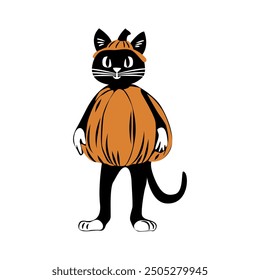 Black Cat Dressed as Pumpkin