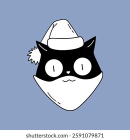 Black Cat Dressed as Santa