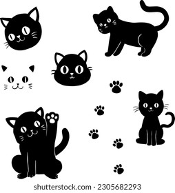 black cat element set, illustration