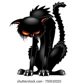 Black Cat Evil Angry Funny Character 
