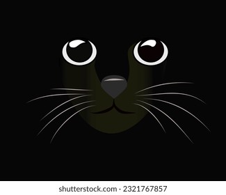 cara de gato negro con fondo negro