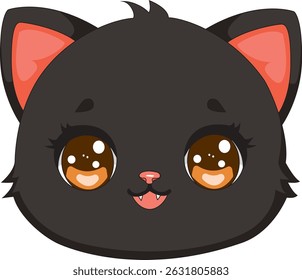 Gato Preto Face bonito gatinho cabeça vetor
