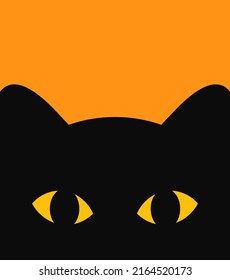 Black cat face Halloween card background. Vector illustration.