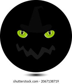 Black cat face  Halloween party sticker simple clip art vector illustration