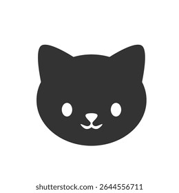 Black cat face icon – elegant and sweet vector ideal for feminine designs, stickers, and children’s projects.