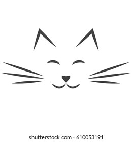 Black Cat Face Icon Isolated On White