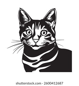 Black Cat Face Illustration  Bold  Stylized Feline Art.
