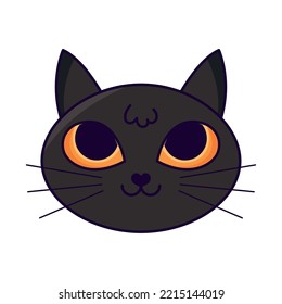 black cat face on white background