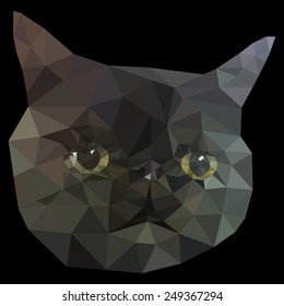 Black Cat Face Polygonal Geometric. Vector Illustration