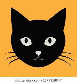 black cat face silhouette vector illustration