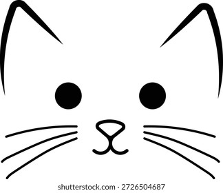 Ilustração do vetor da silhueta da face do gato preto. Ícone de cabeça de gatinho minimalista isolado no fundo branco. Gráficos felinos domésticos para cuidados com animais de estimação, logotipos veterinários e marcas de bem-estar animal.