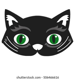The black cat. Face of a black cat for a sticker or a mask