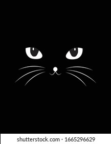 Black CAT FACE - Vector Drawing Can be used for T shirts, Hoodies, frames, tank tops or any printing purpose.