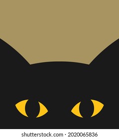Black cat flat design background. Vector illustration.
