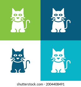 Black Cat Flat cuatro colores mínimo conjunto de iconos
