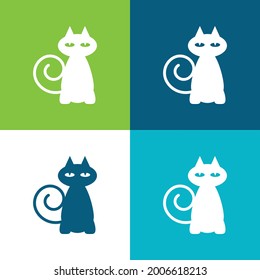 Black Cat Flat four color minimal icon set