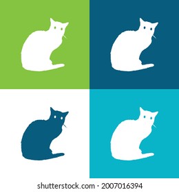 Black Cat Flat four color minimal icon set